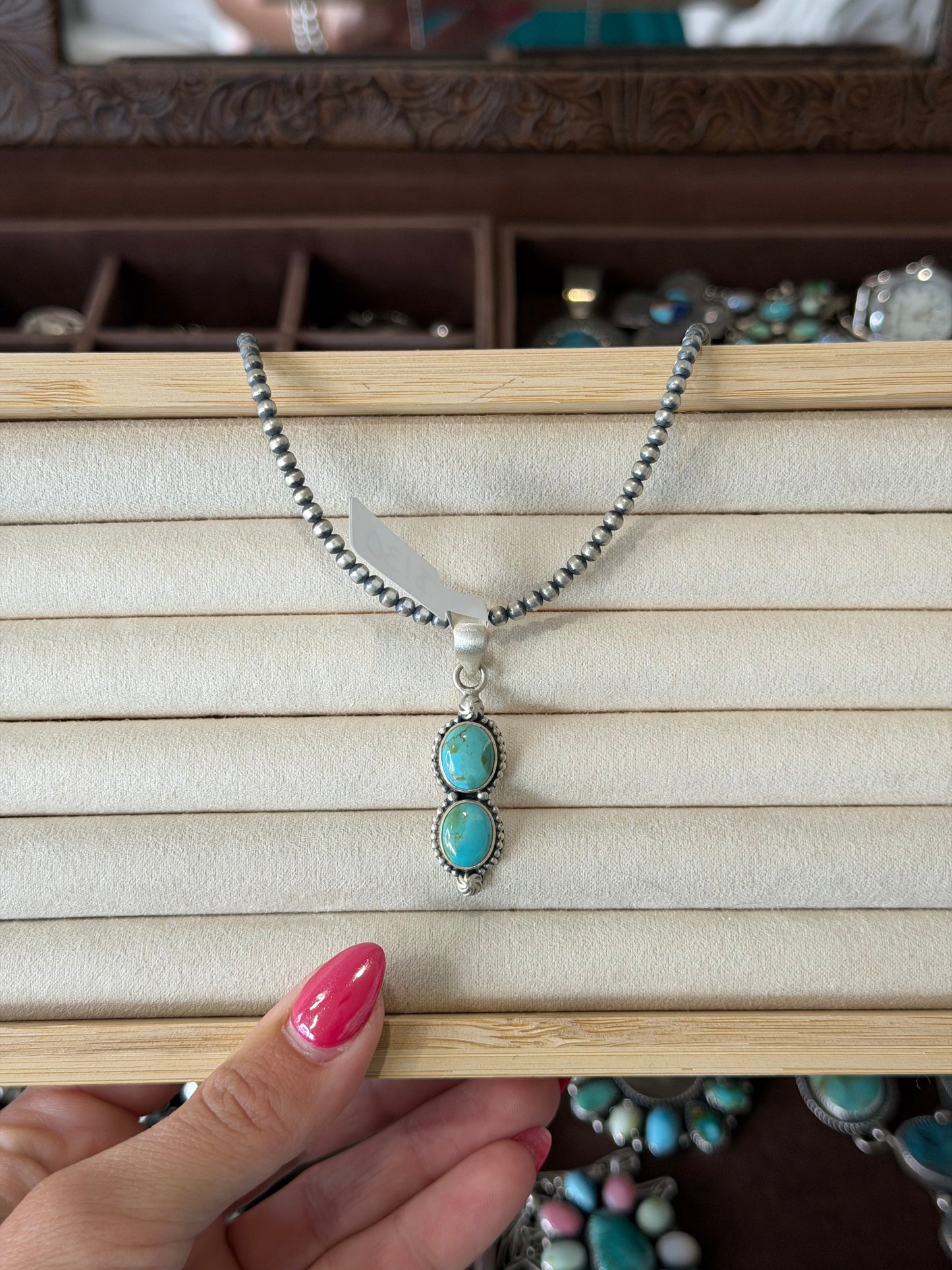 Two stone turquoise pendant