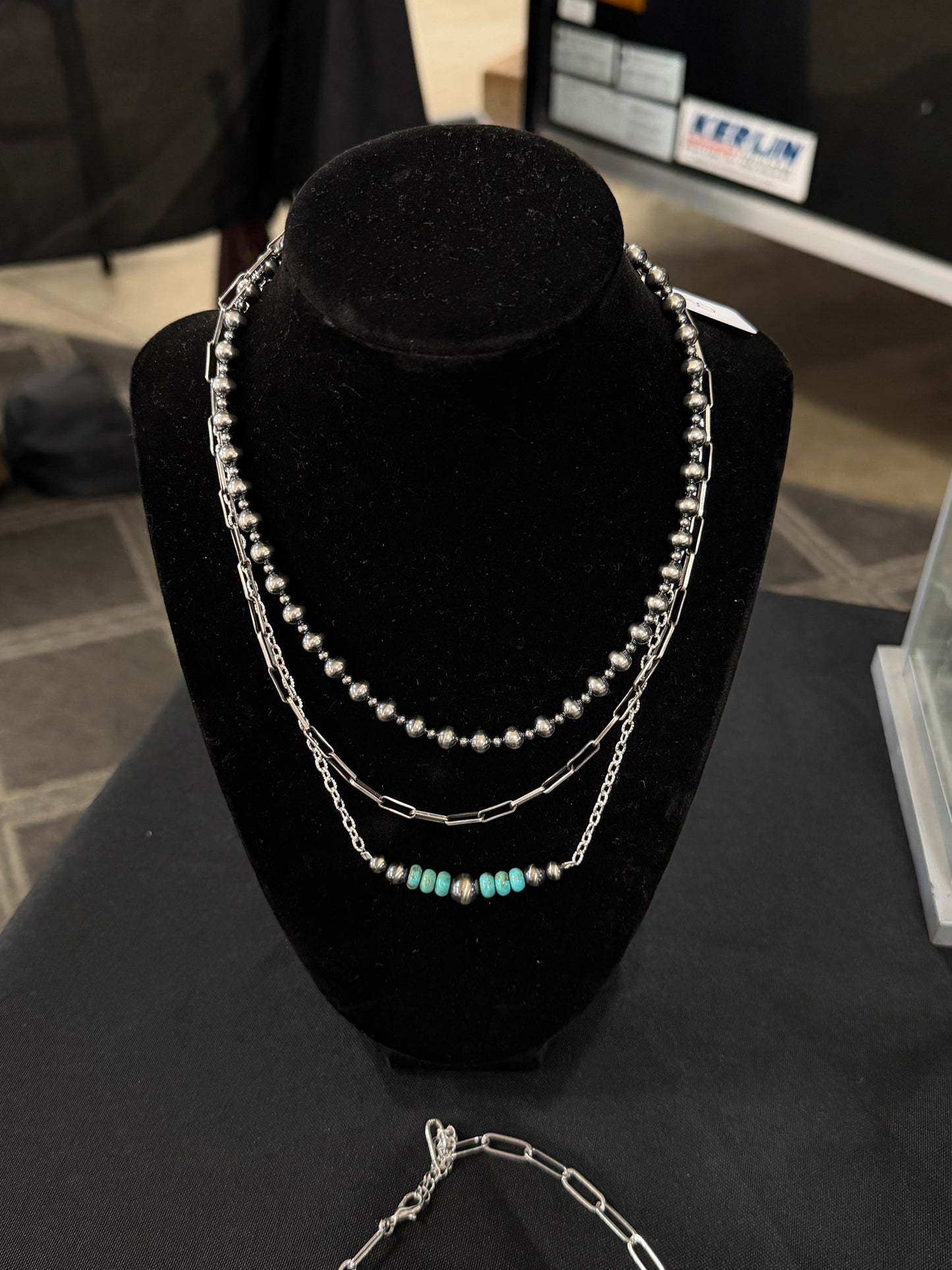 Paper clip sterling silver chain necklace