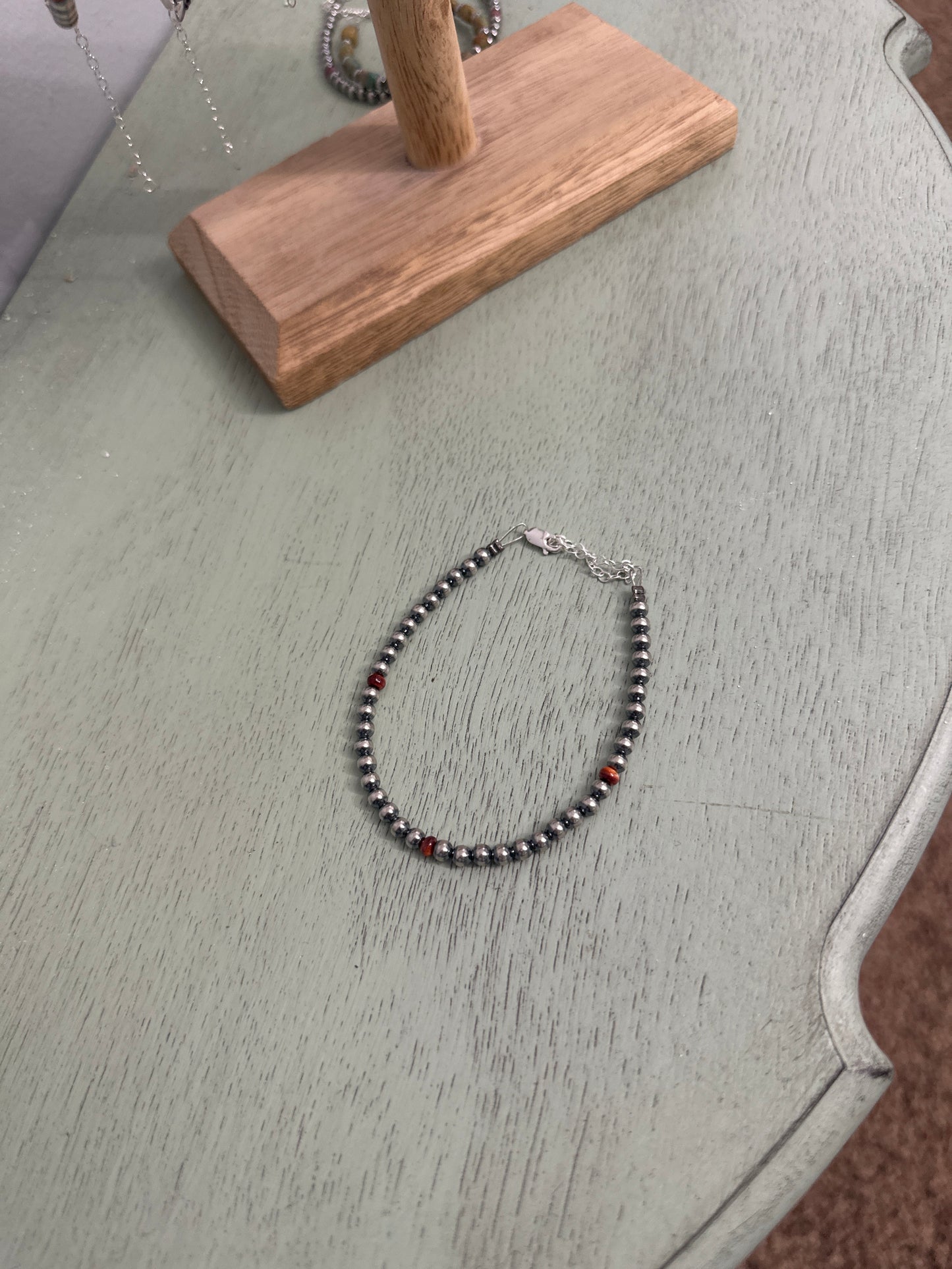 Navajo pearl with a little bit of orange spiny bracelet