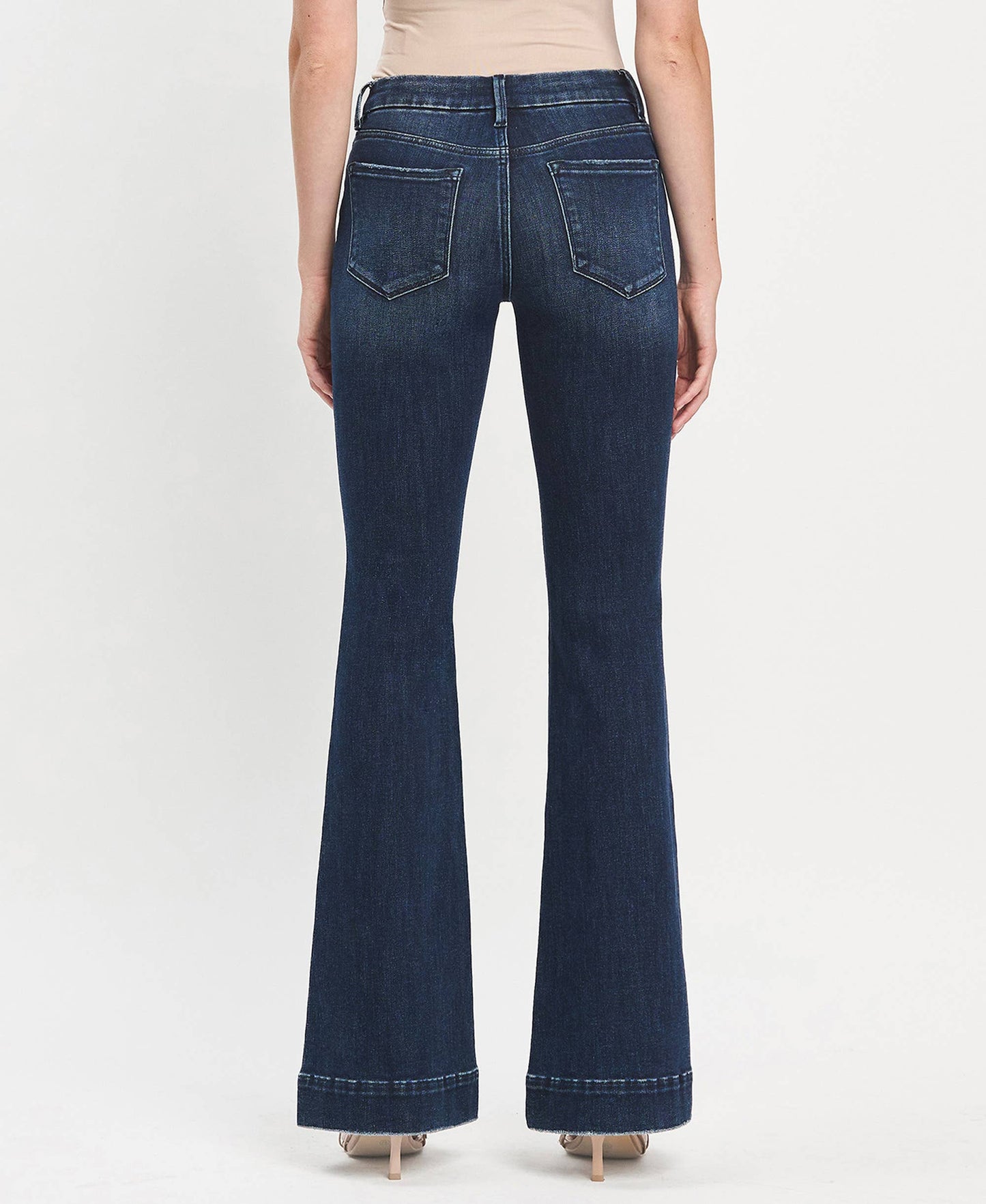 MID RISE DARK WASH FLARE JEANS