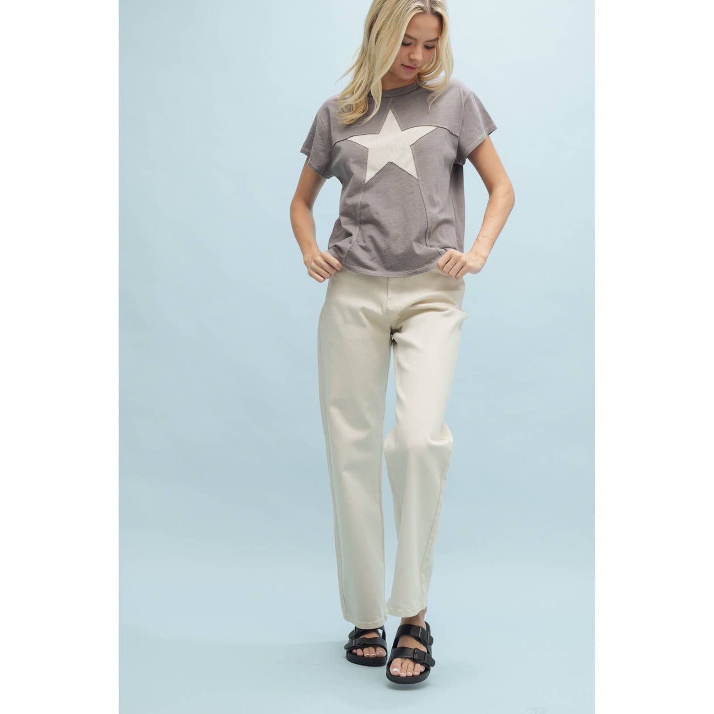 STAR SEAM DETAIL KNIT TOP