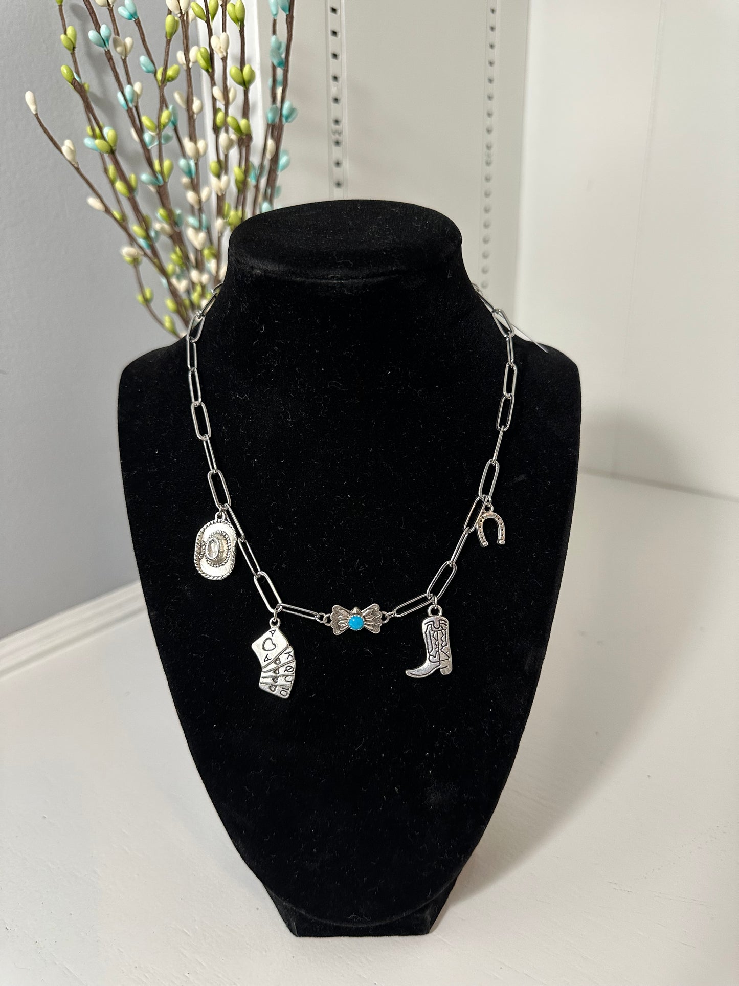 Charm necklace with Turquoise charm
