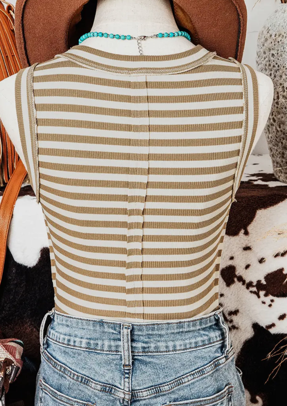Striped round neck tank