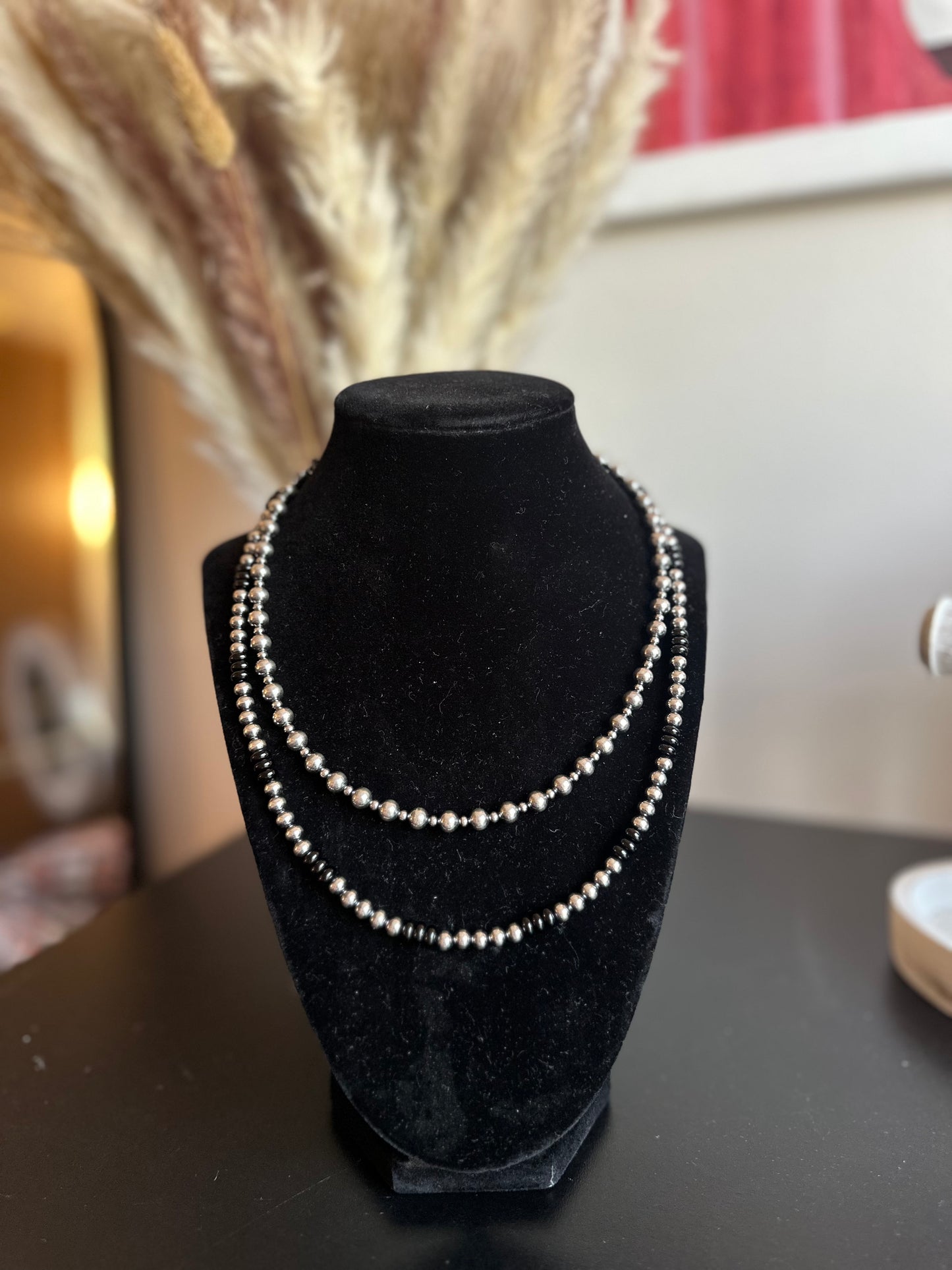 Black onyx and Navajo pearl necklace
