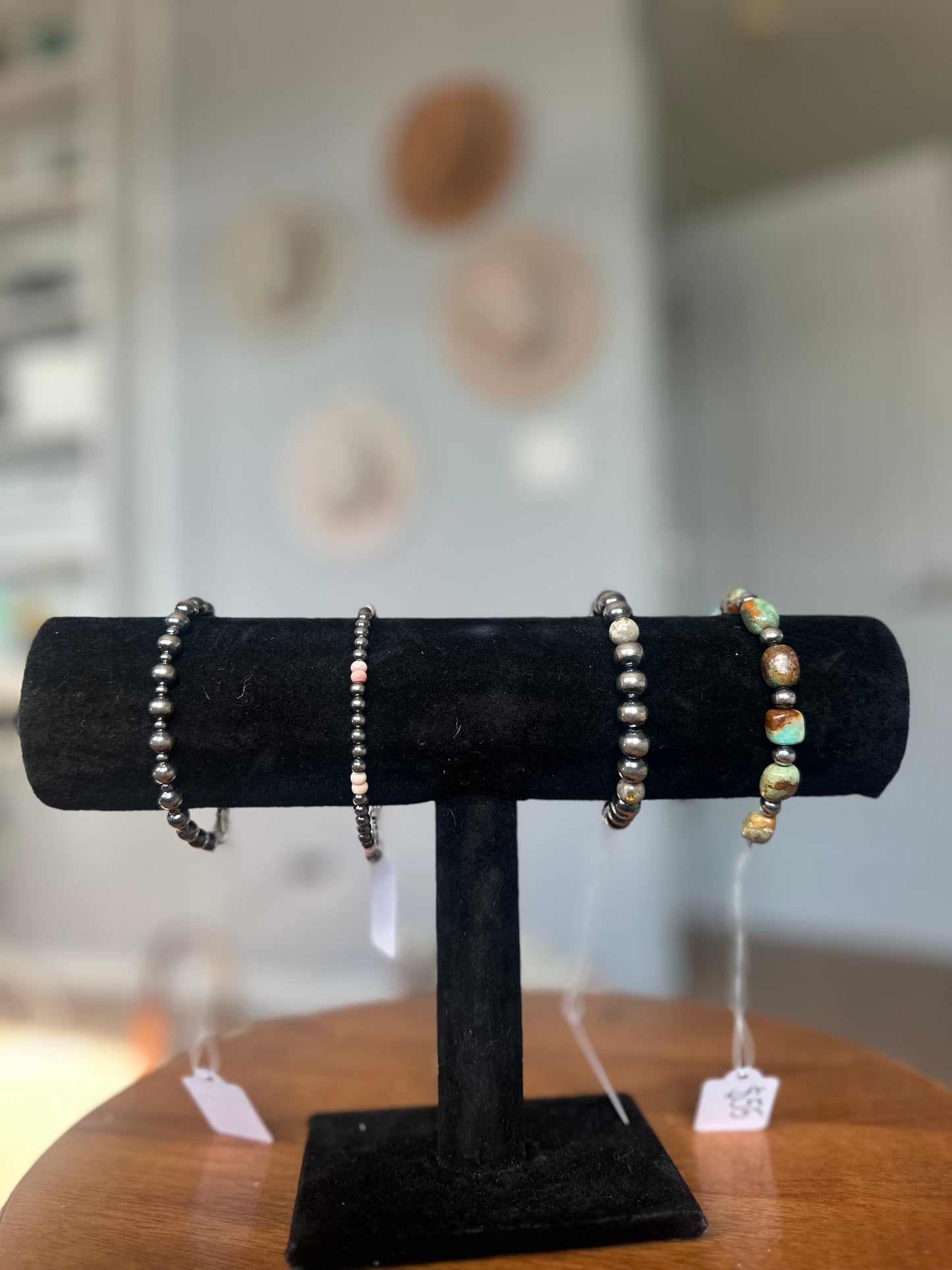 Bumblebee jasper & 8mm Navajo pearl bracelet