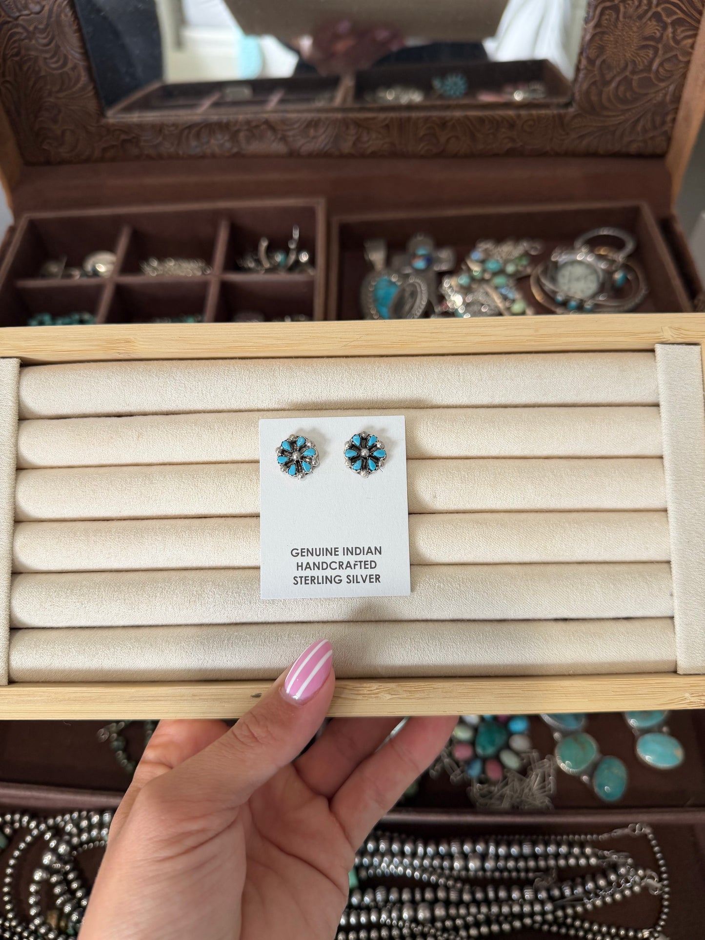 Turquoise cluster studs
