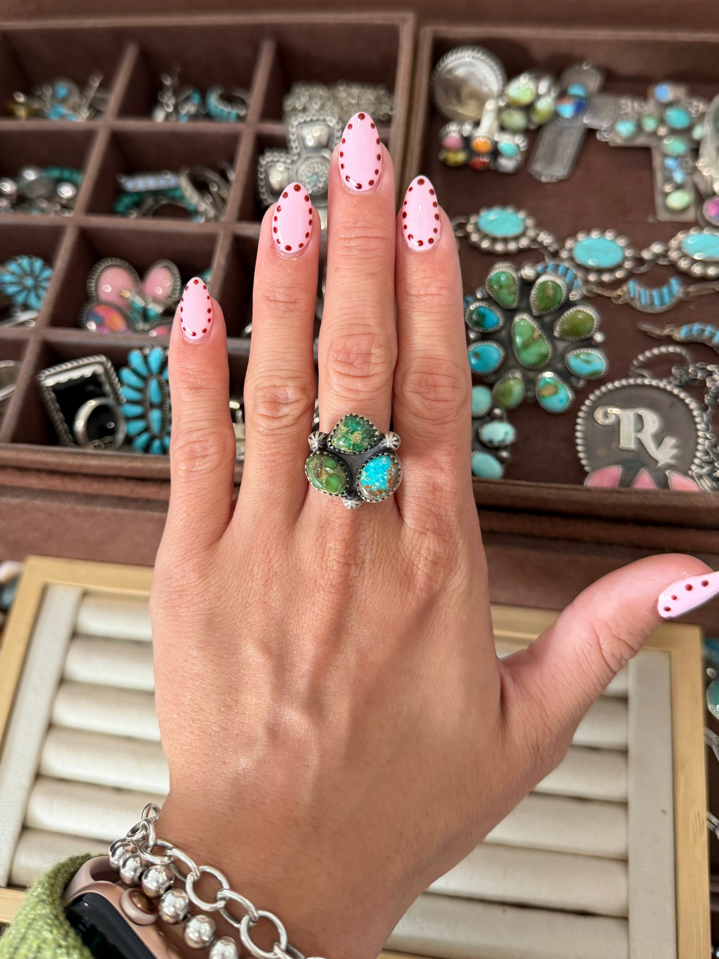 Sonoran 3 stone cluster adjustable ring