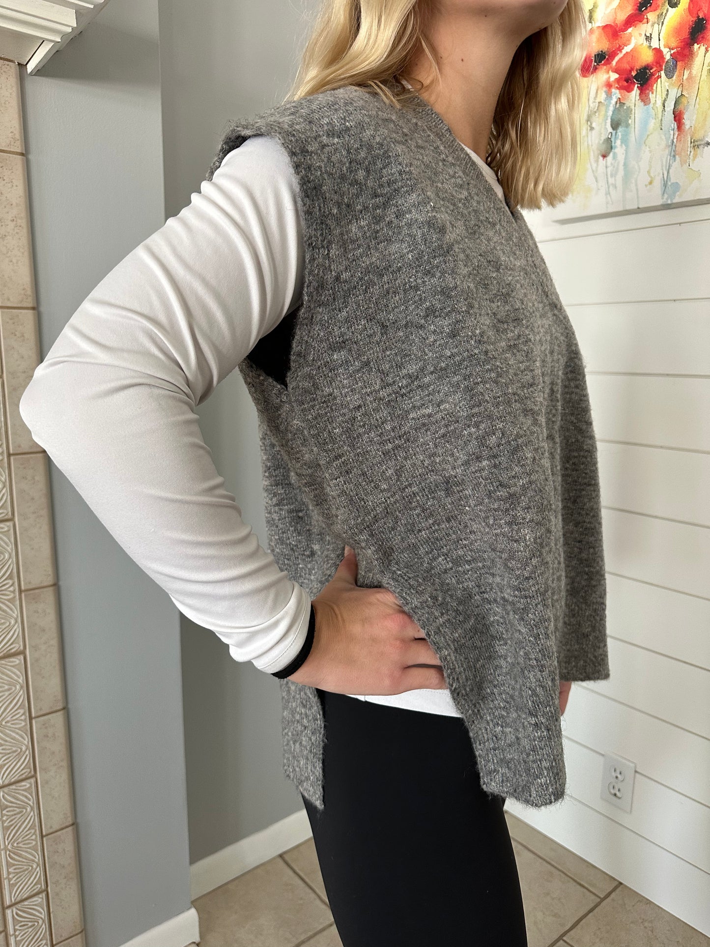 Grey v neck sweater vest