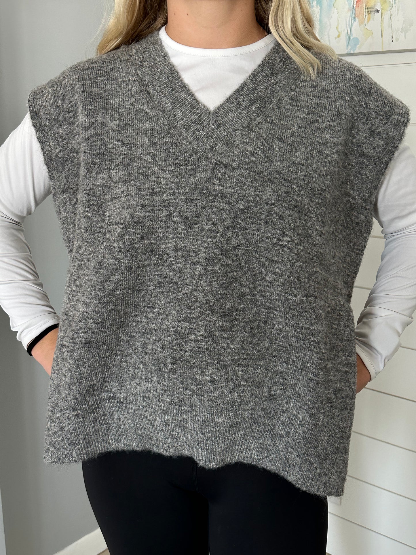 Grey v neck sweater vest