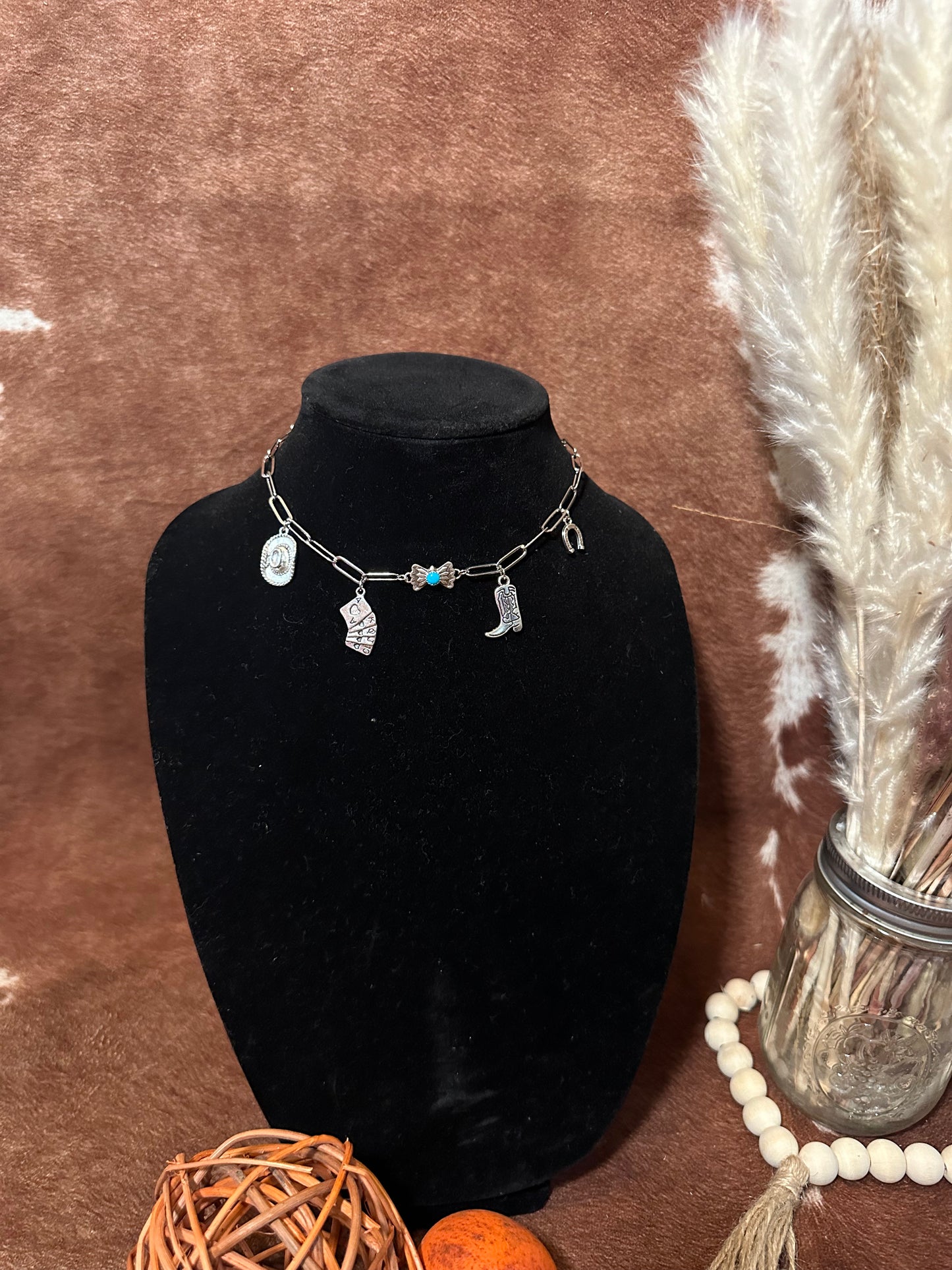 Charm necklace with Turquoise charm