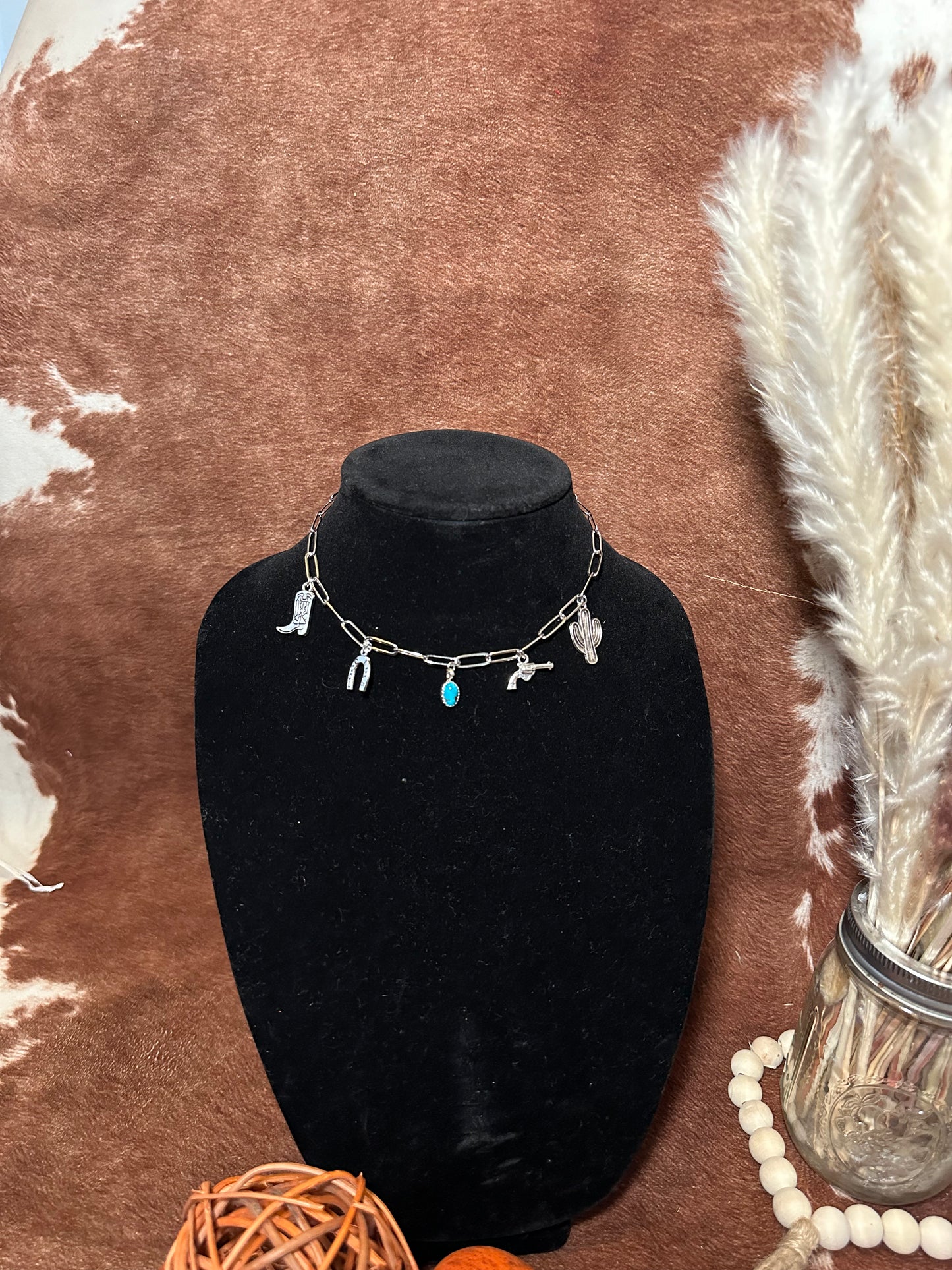 Charm necklace with Turquoise pendent