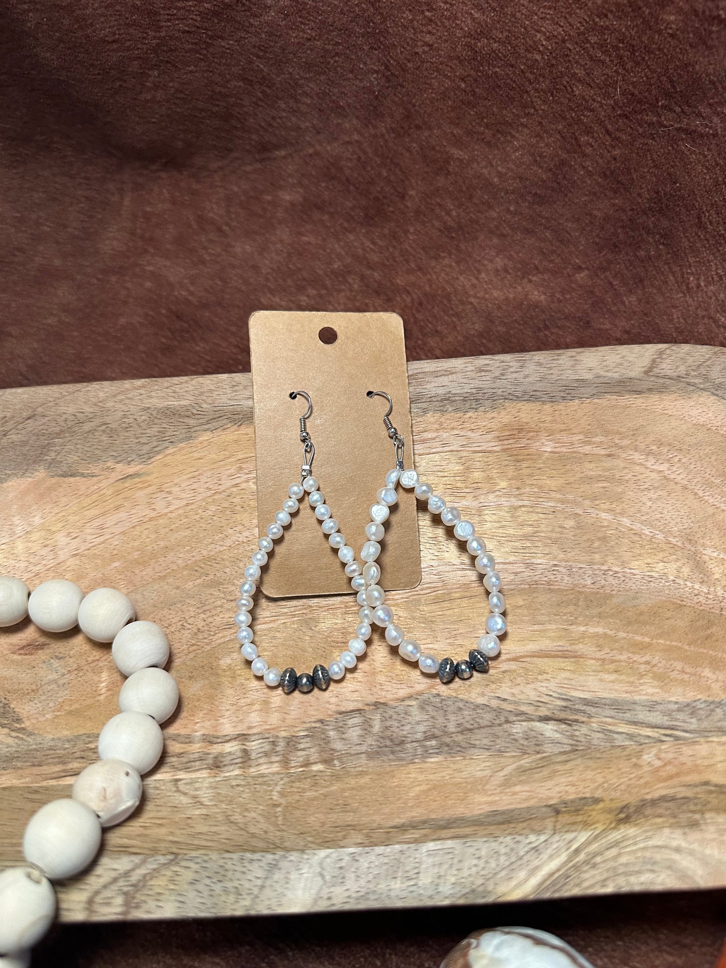 Fresh water pearl and navajo pearl earrings