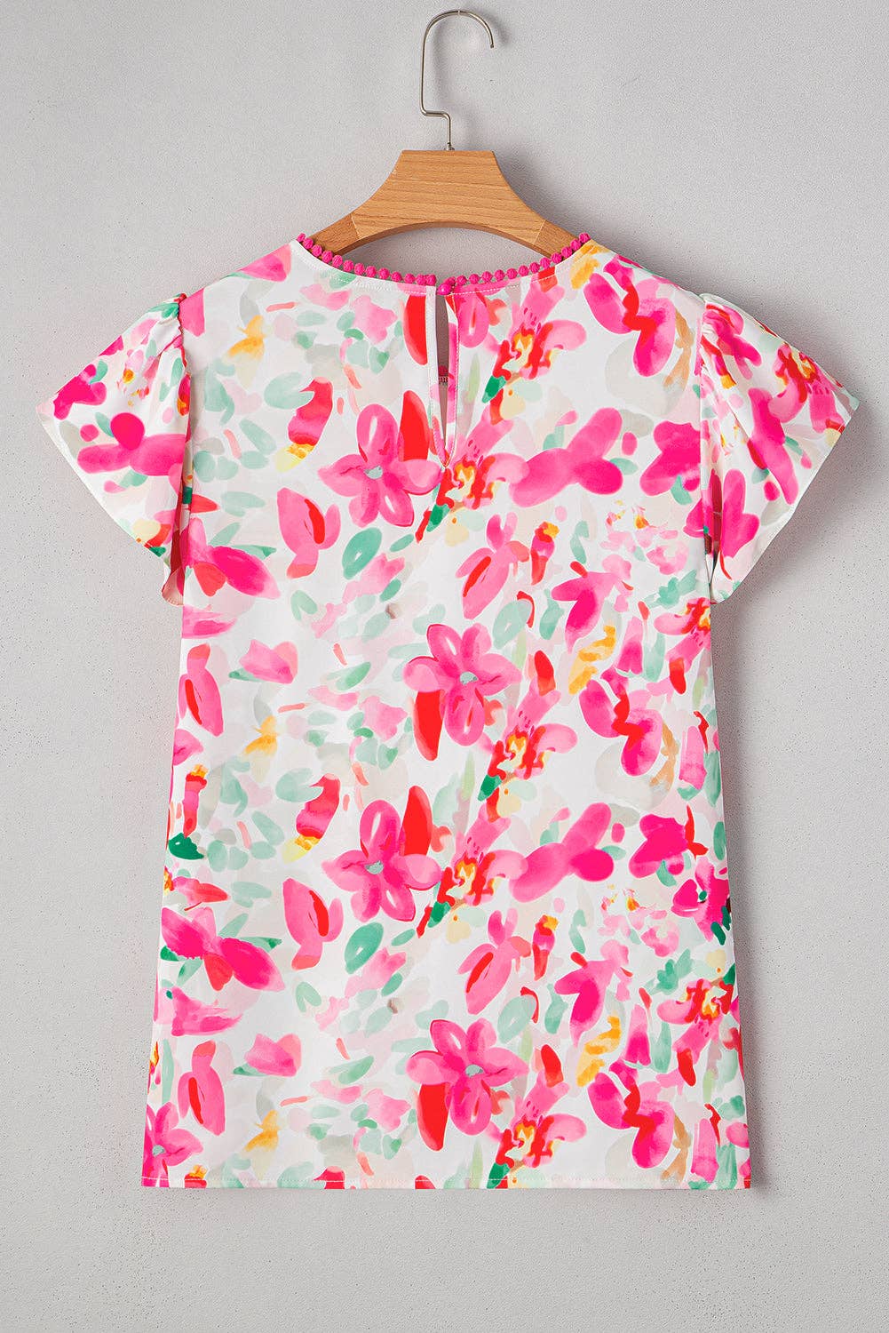 Floral Flutter Sleeve Spring Blouse