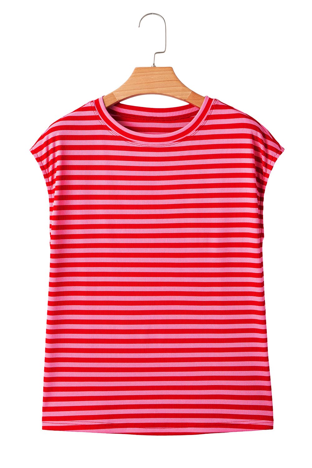 Red and pink striped top