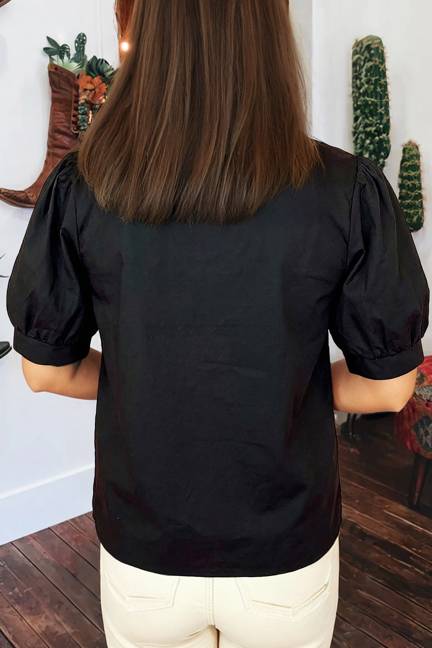 Black with white detail top