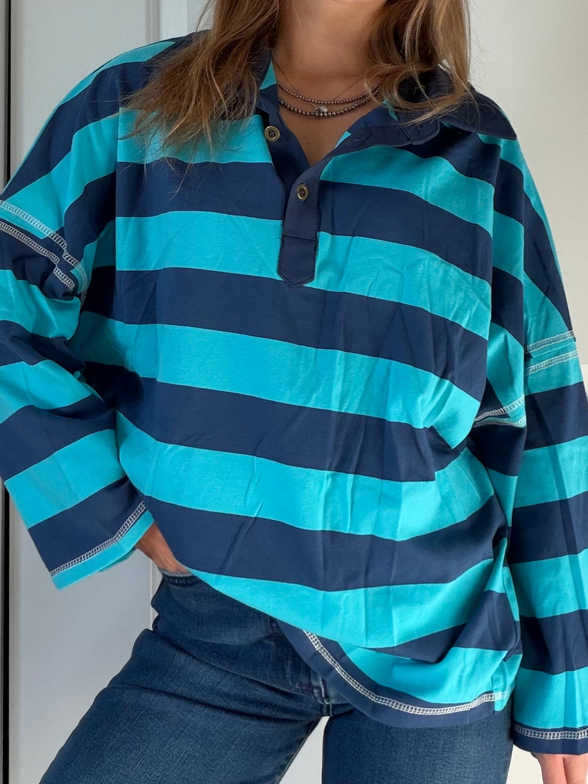 Blue striped crewneck