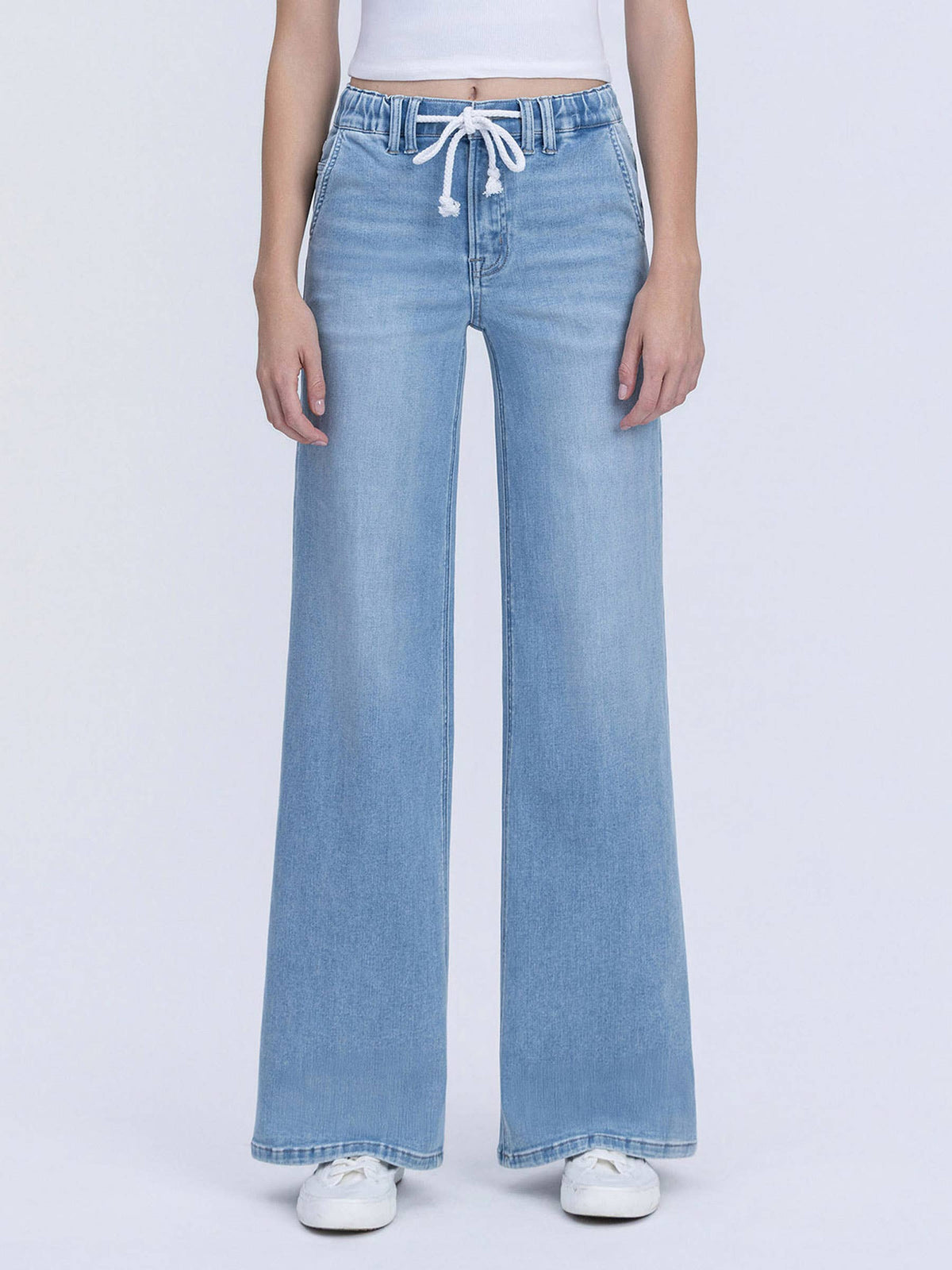 Drawstring wide leg Jean