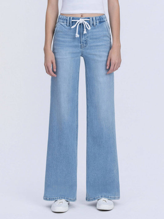 Drawstring wide leg Jean