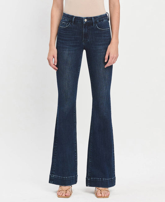 MID RISE DARK WASH FLARE JEANS