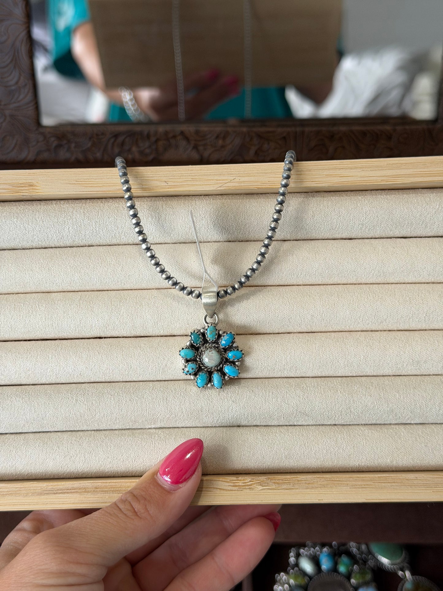 Turquoise cluster pendant