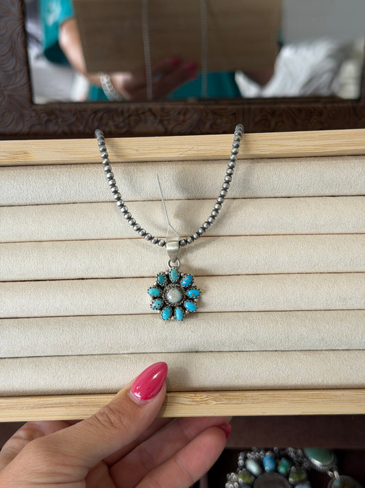 Turquoise cluster pendant