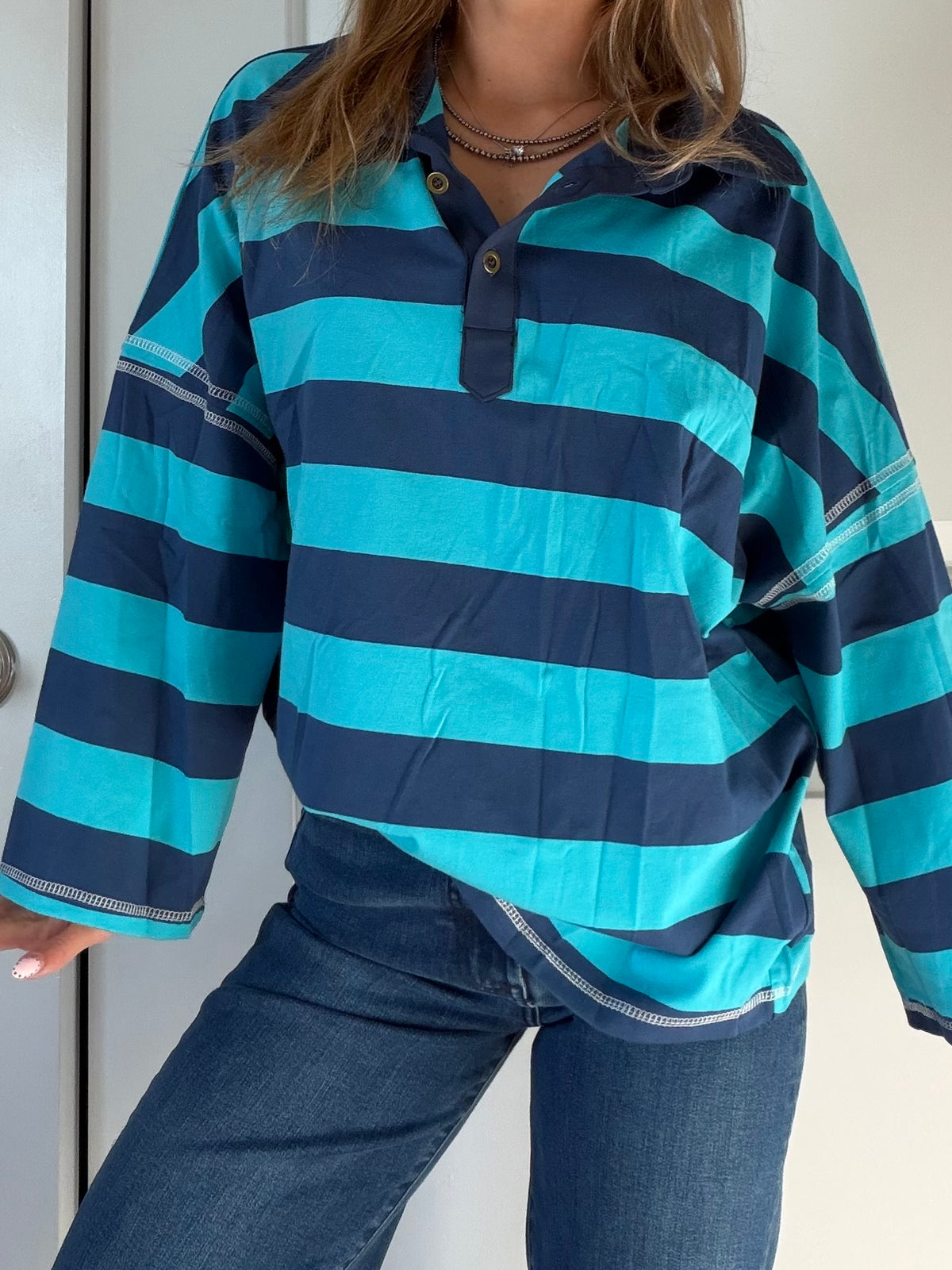 Blue striped crewneck