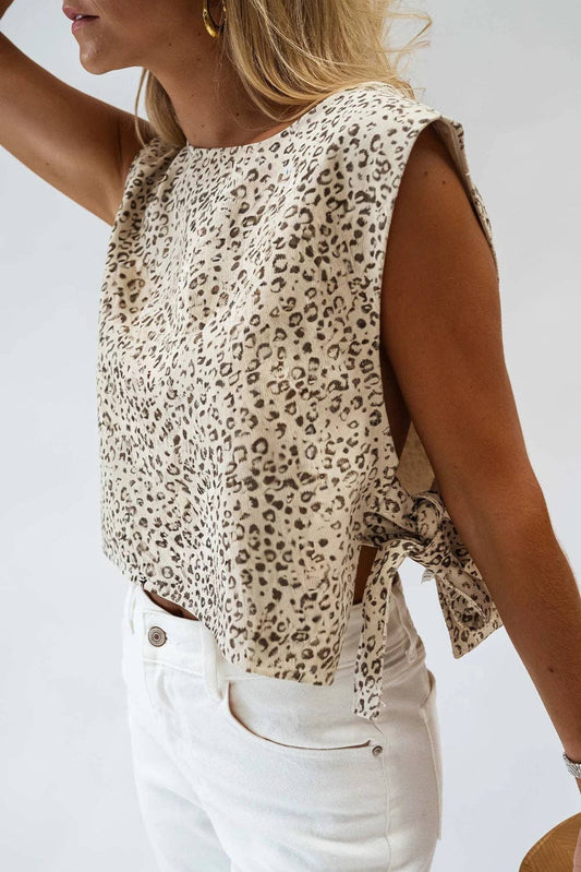 Leopard Print Knot Side top