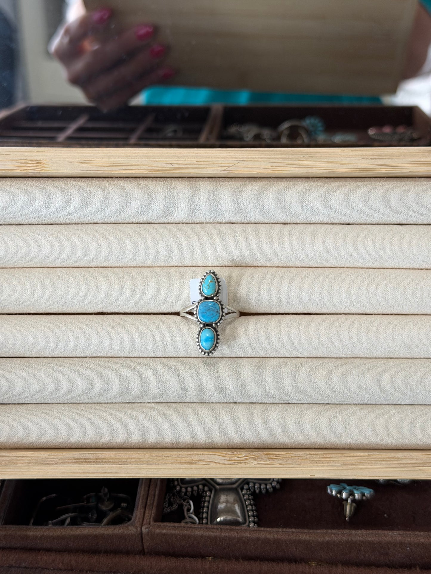 Triple turquoise stone ring