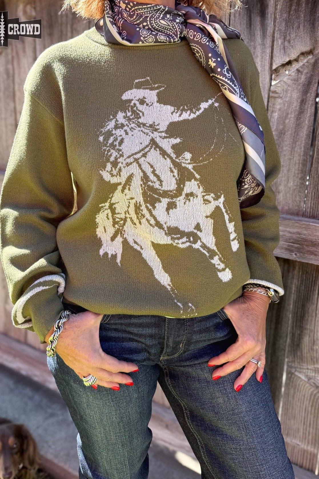 Olive Wild & Western Sweater