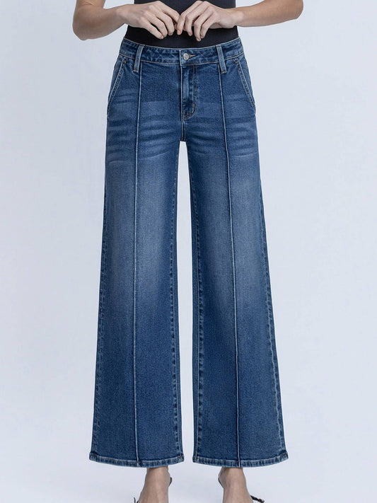 HIGH RISE DARK WASH WIDE LEG JEAN