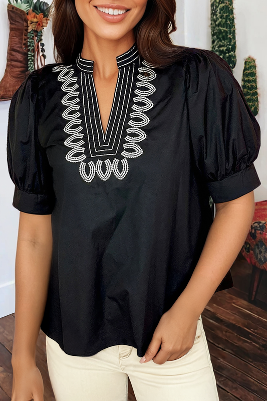 Black with white detail top