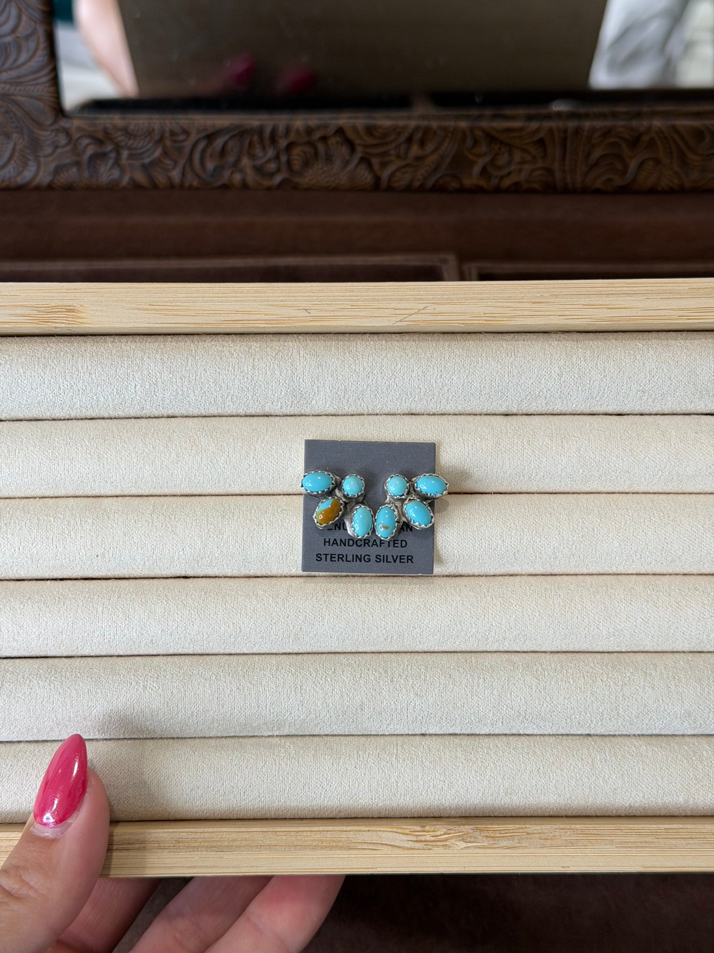 Small turquoise cluster earrings