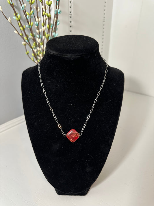 Pink stone necklace