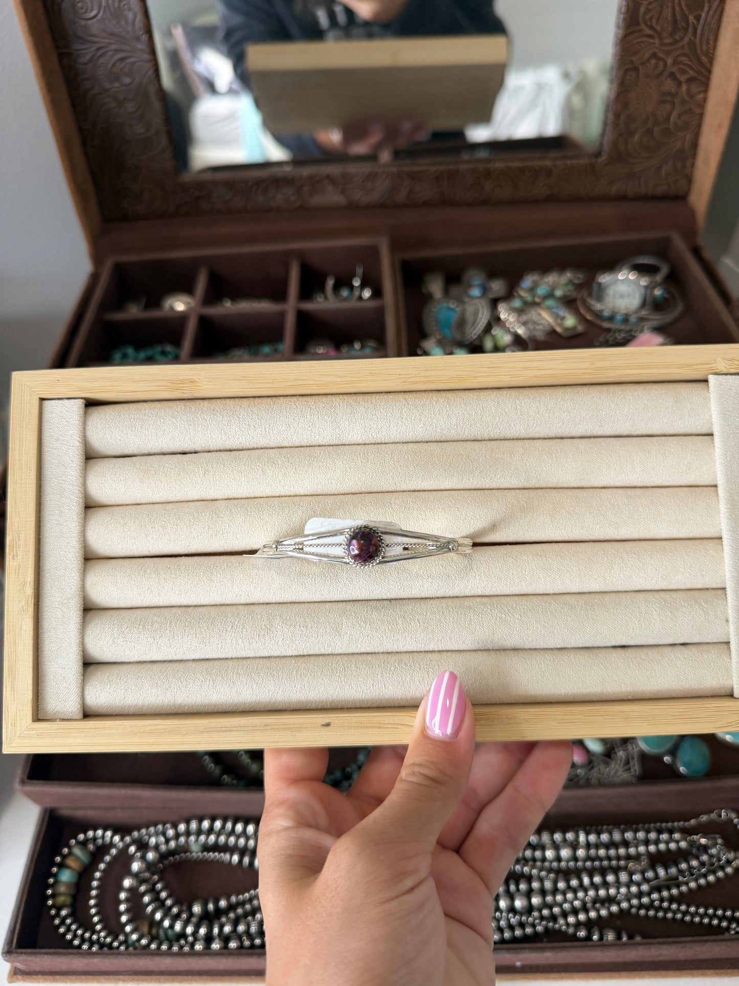 Purple spiny native made cuff bracelet