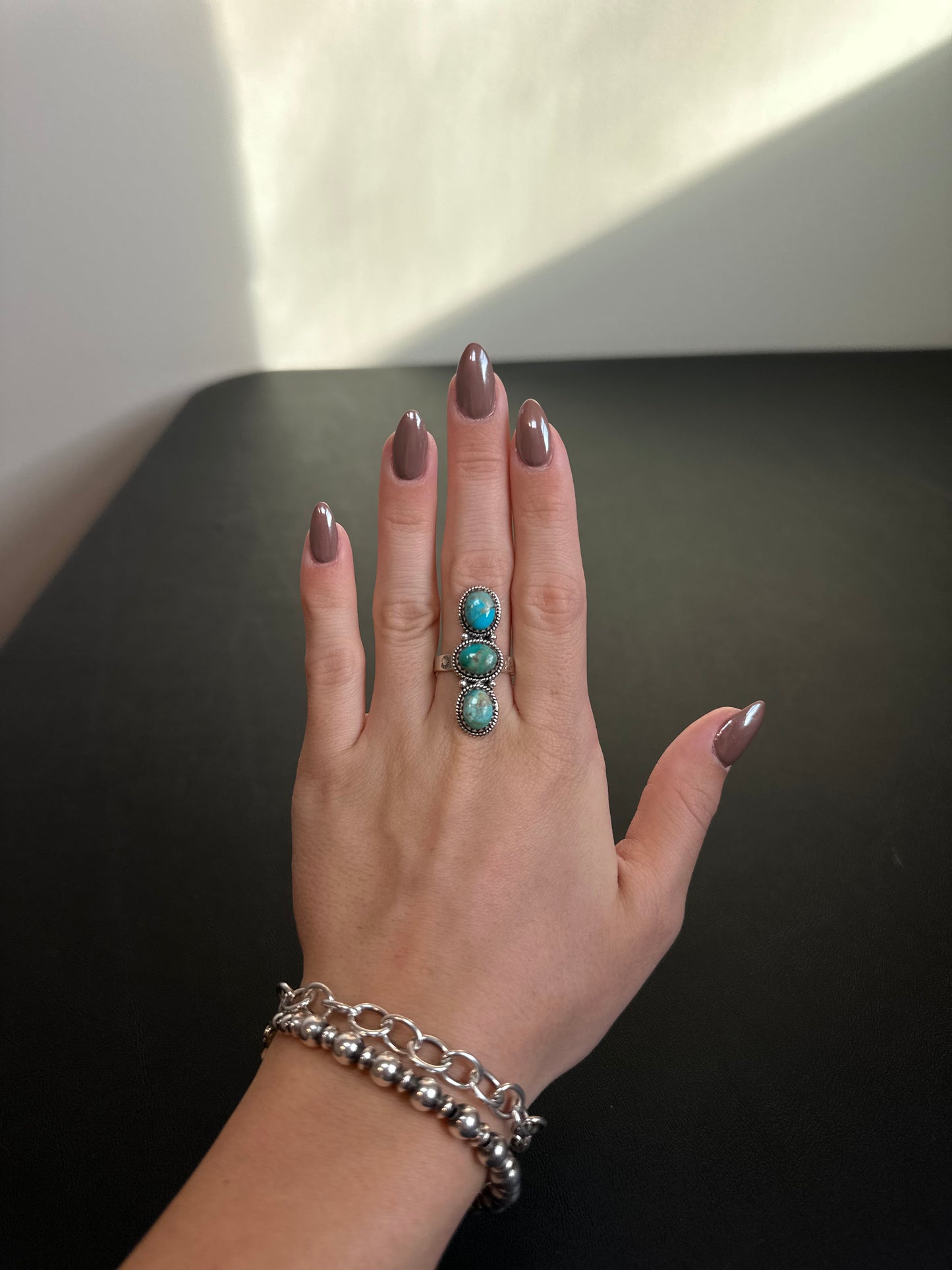 Triple turquoise stone ring