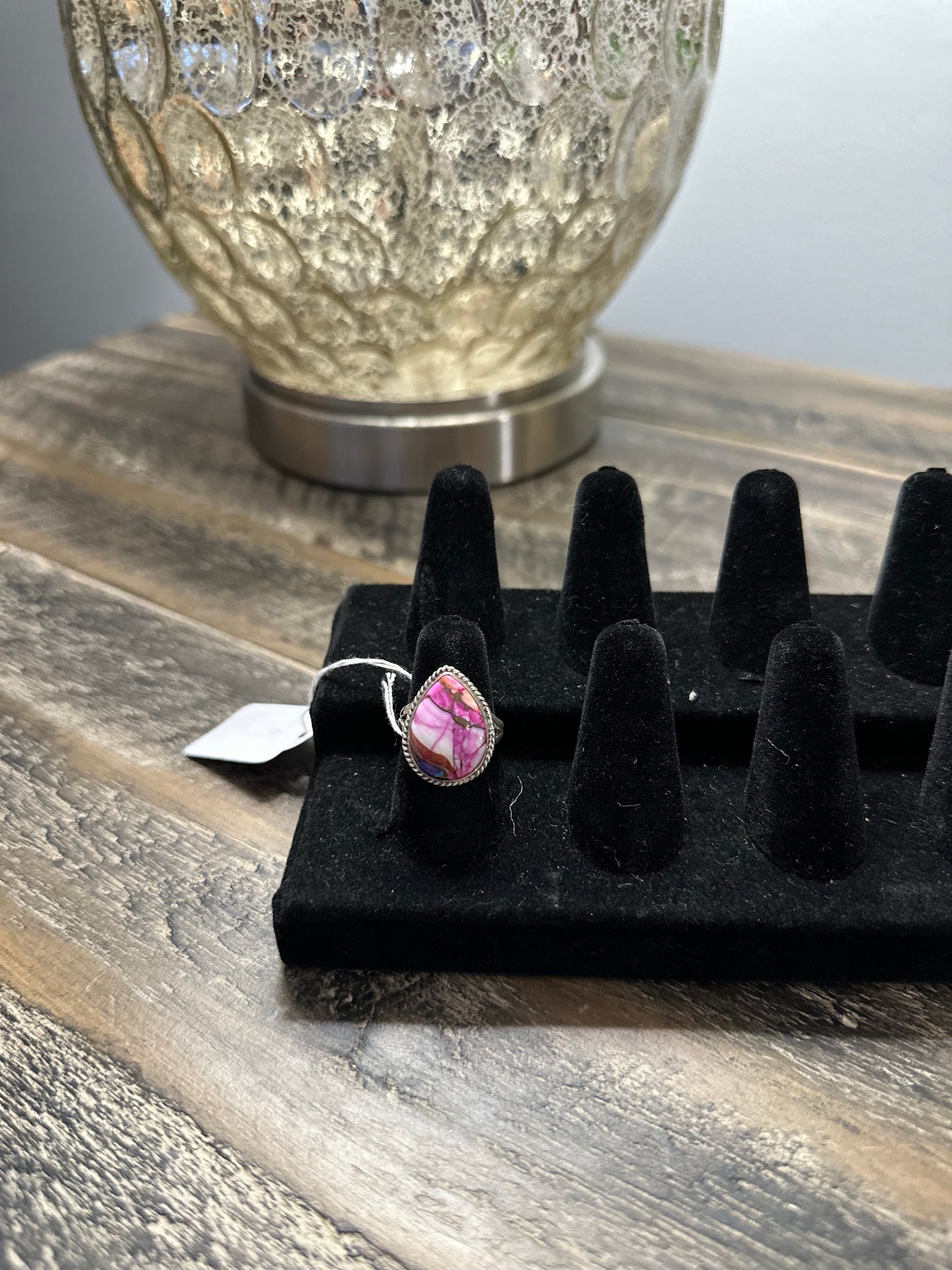 Pink copper turquoise ring