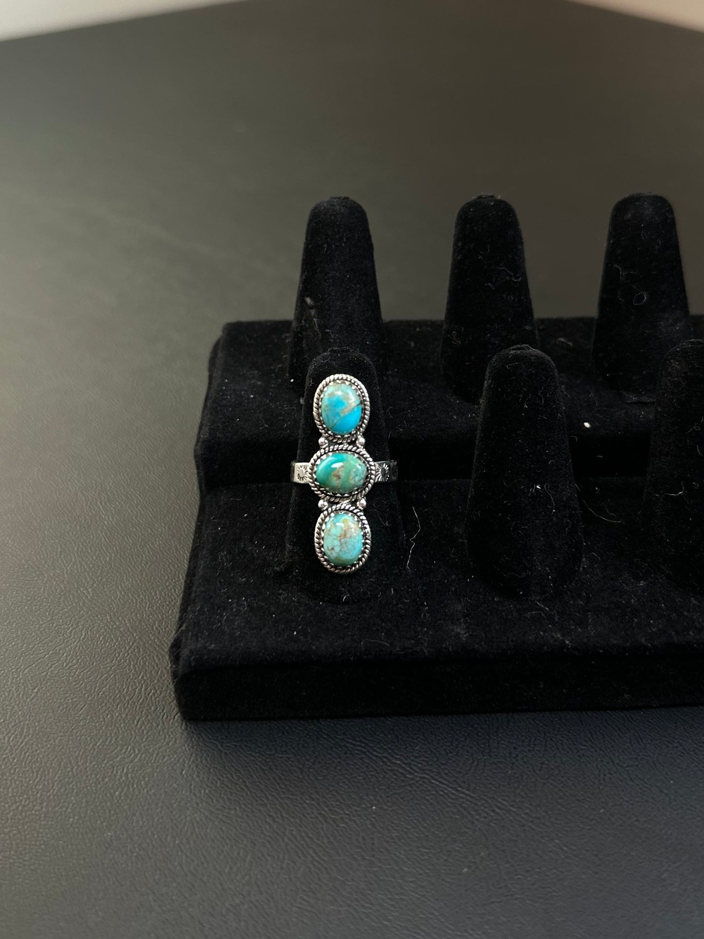 Triple turquoise stone ring