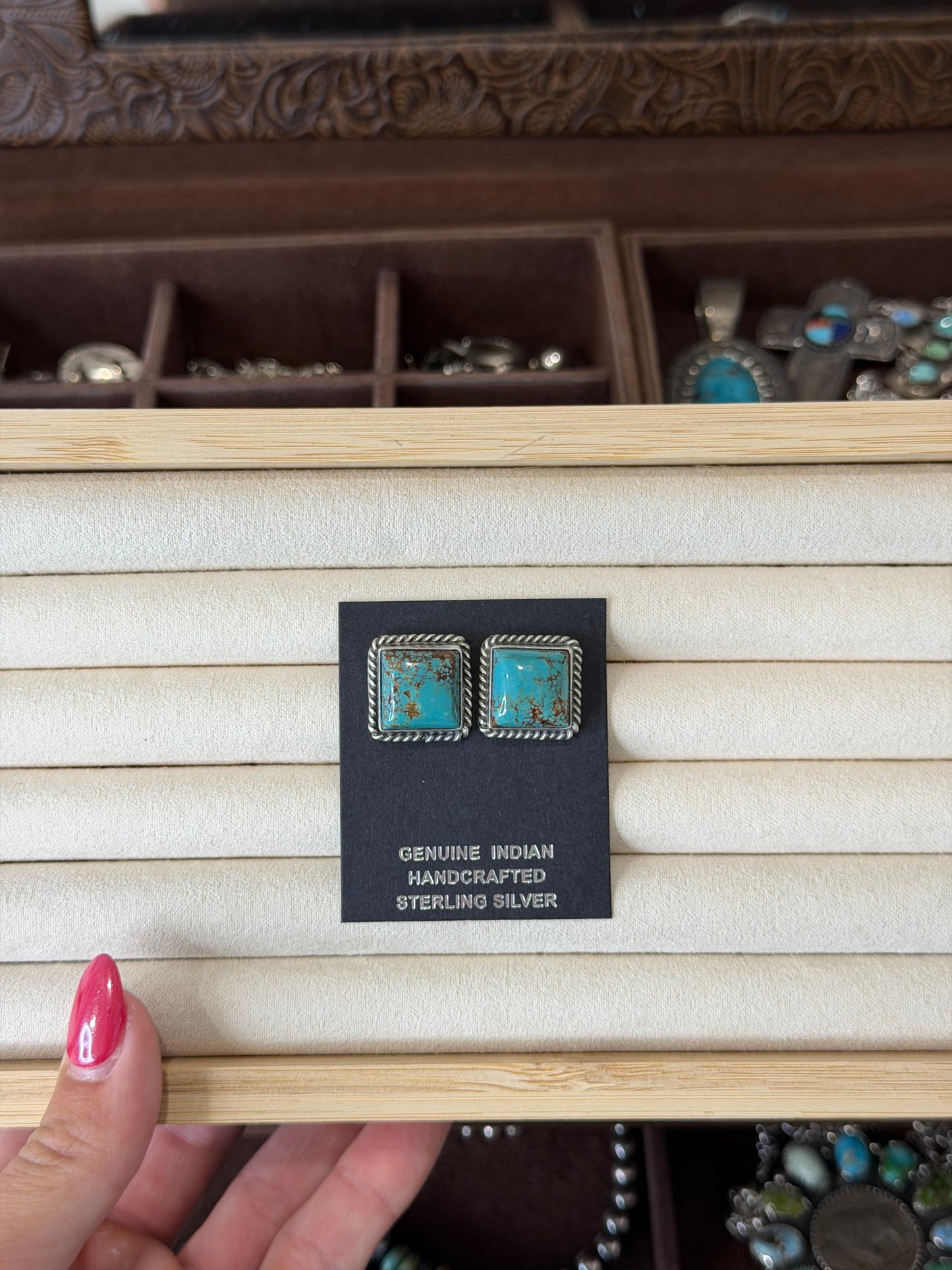 Big turquoise studs