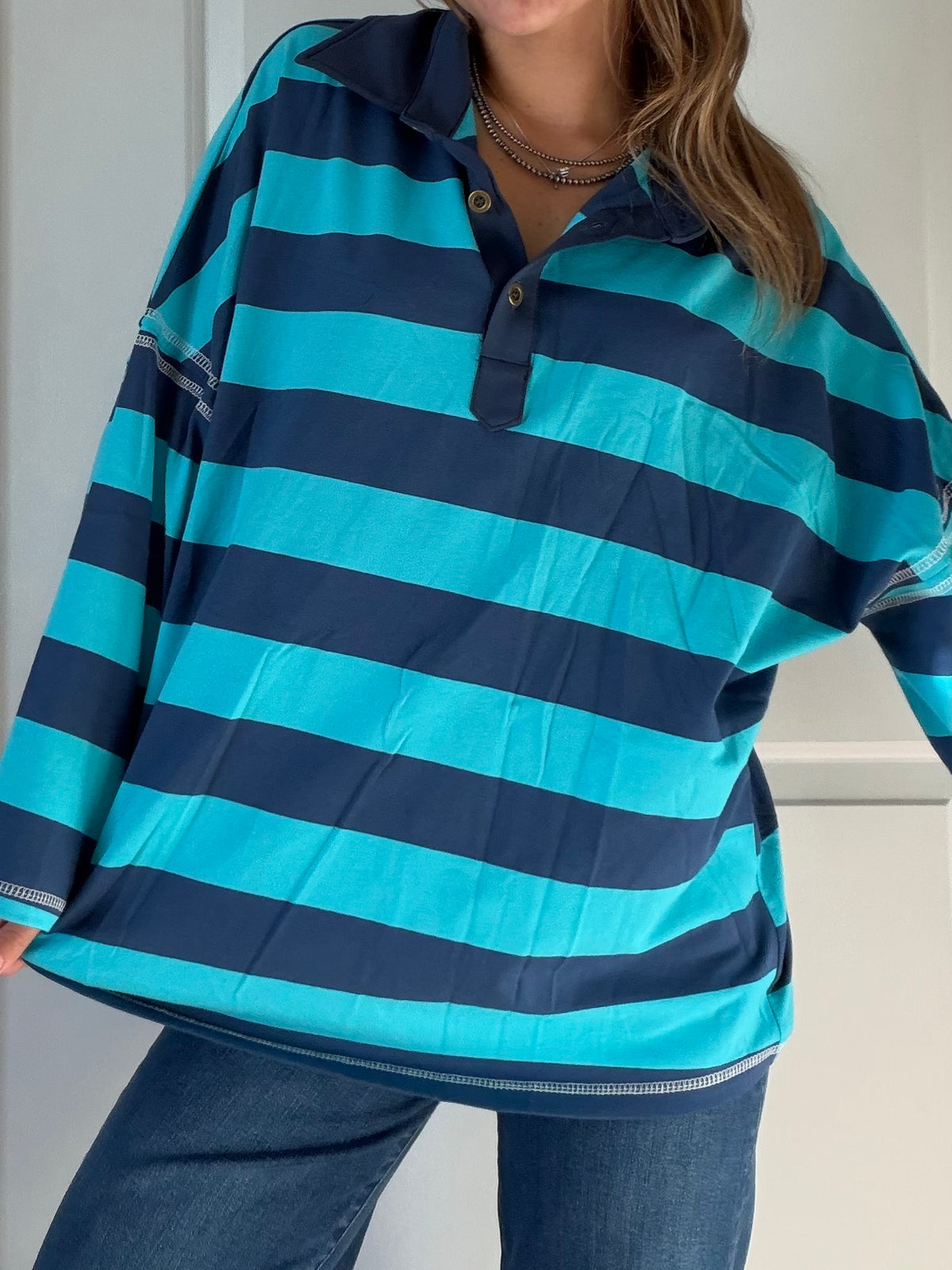 Blue striped crewneck