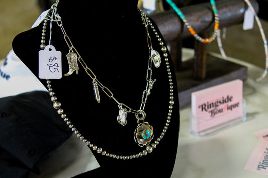 Charm necklace with flower turquoise pendant