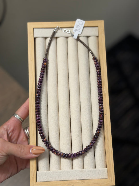 Purple spiny native strung necklace