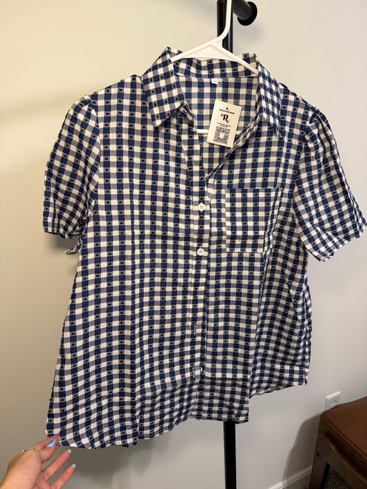 Gingham short sleeve button up