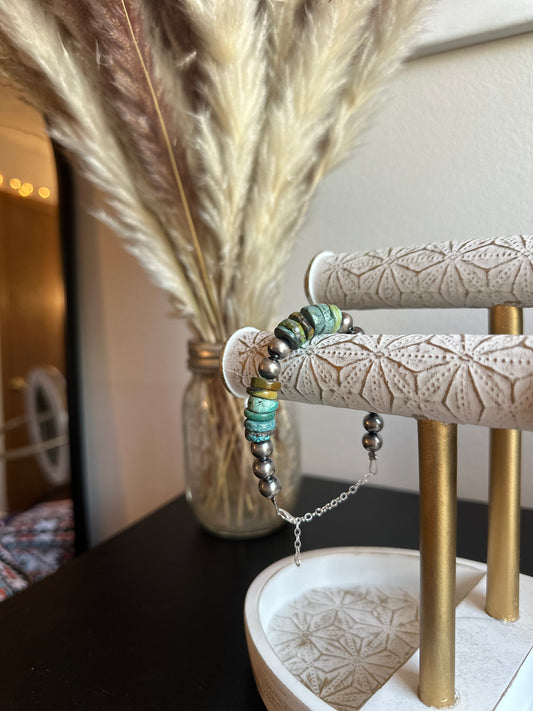 Turquoise and Navajo pearl bracelet