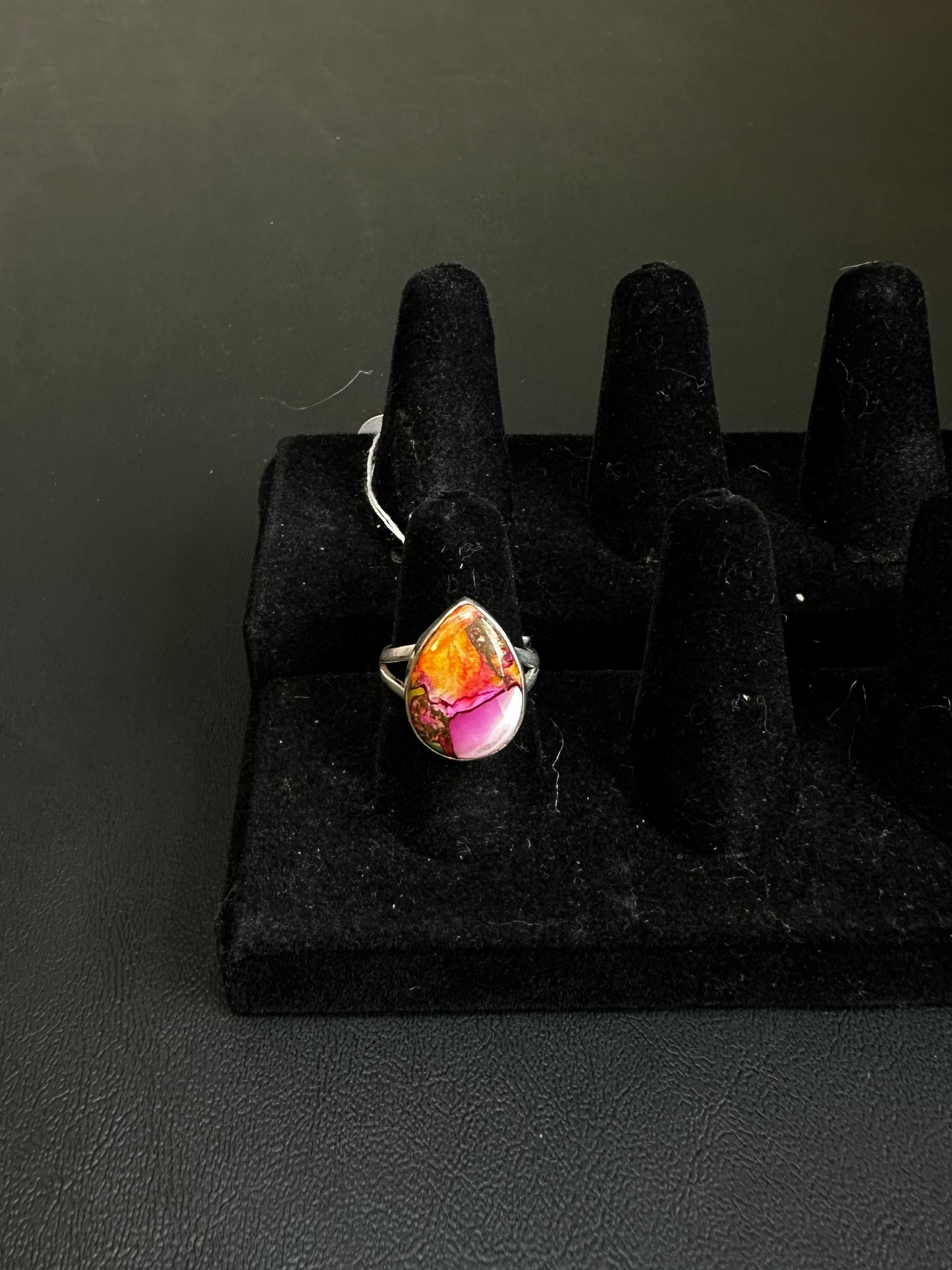 Spiny pink copper turquoise ring