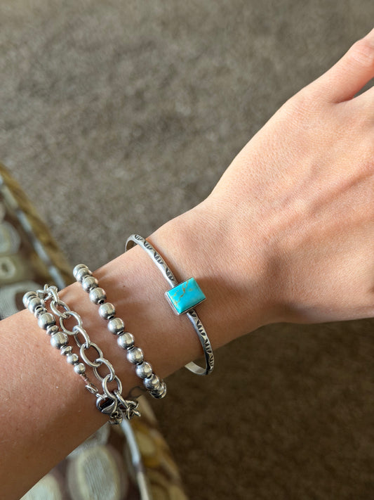Turquoise stamped cuff bracelet