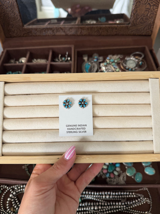 Turquoise cluster studs