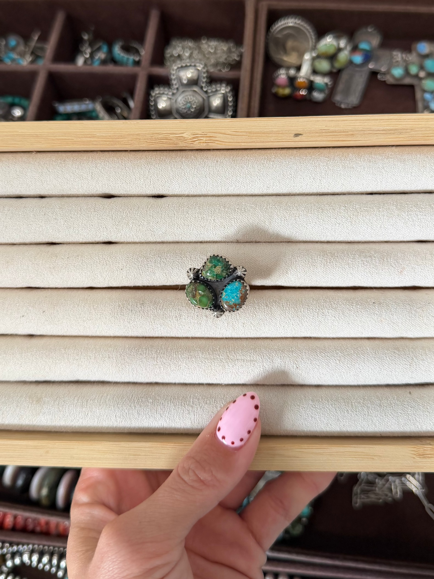 Sonoran 3 stone cluster adjustable ring