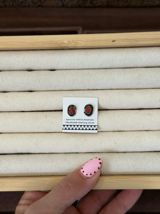 Coral native made stud earrings