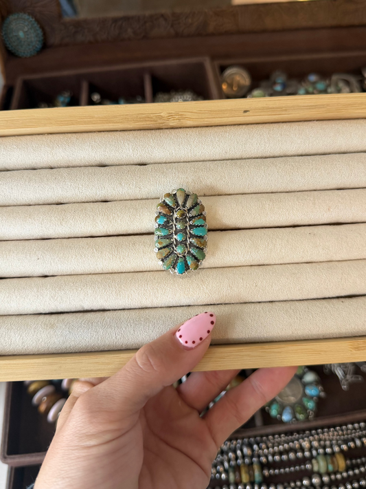 Turquoise cluster native made ring