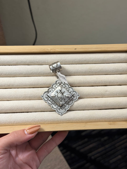 Sterling silver stamped native pendant